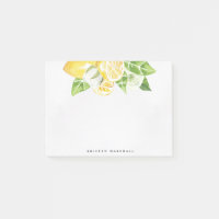 citrus lemon tree monogram post-it notes