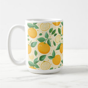 Citrus lemon yellow tropical fruit pattern coffee mug