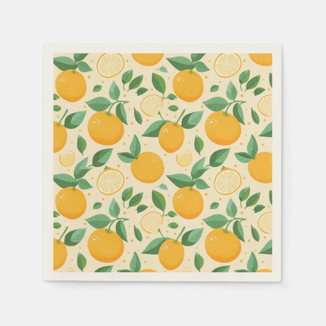 Citrus lemon yellow tropical fruit pattern napkin (Front)