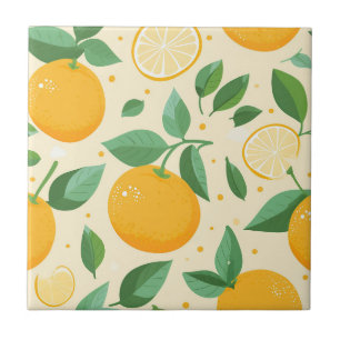 Citrus lemon yellow tropical fruit pattern tile