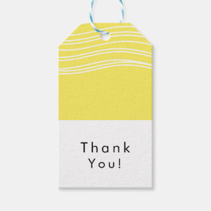 Citrus Lemon Yellow & White Wave Modern Wedding Gift Tags