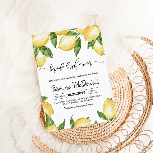 Citrus Lemonade Summer Spring Lemon Bridal Shower Invitation (Creator Uploaded)