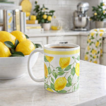 Citrus Lemons and Leaves Coffee Mug