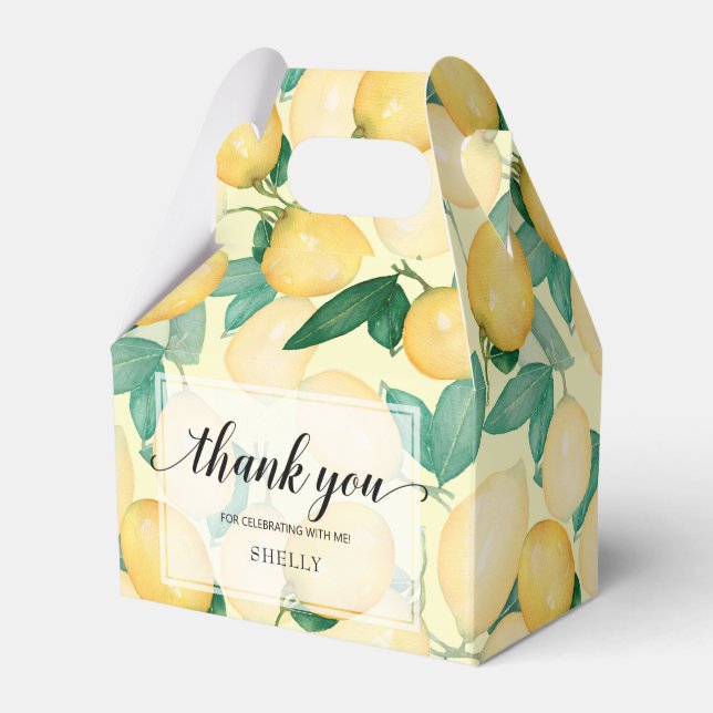 Citrus Lemons Greenery Thank You Favor Box (Front Side)