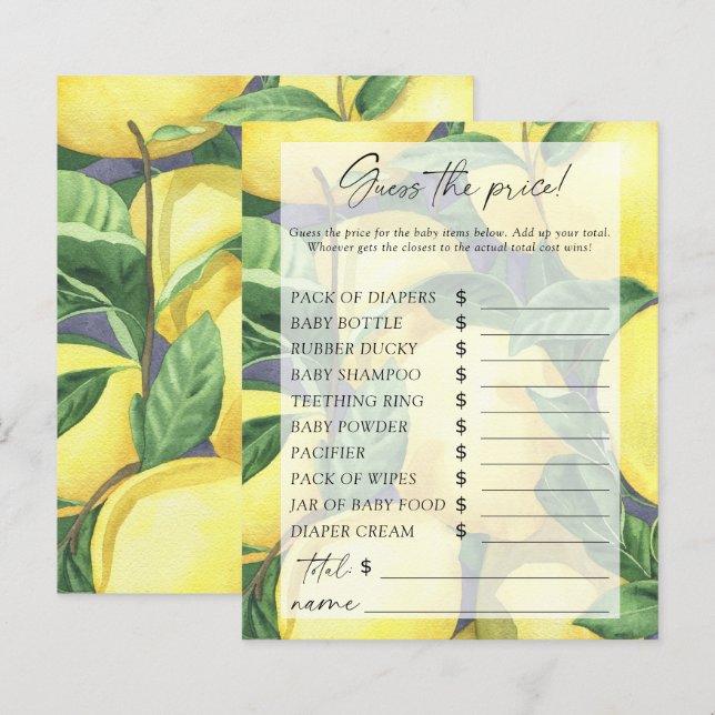 Citrus lemons - Guess the price Game (Front/Back)