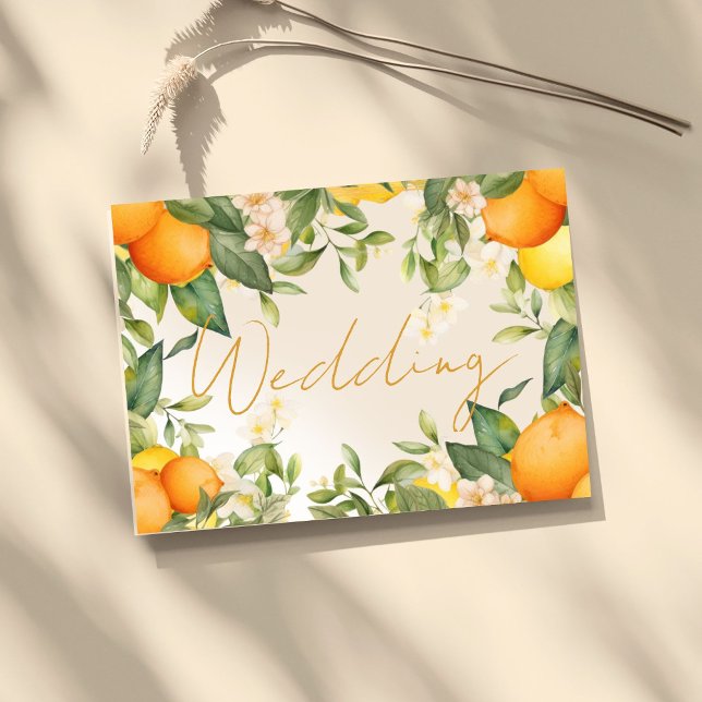 Citrus Lemons Oranges Botanical Modern Wedding Invitation (Creator Uploaded)