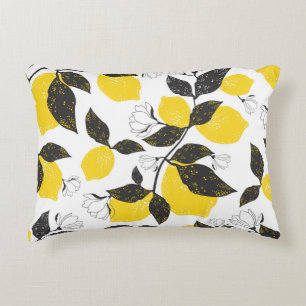 Citrus Lemons, Vintage Summer Seamless. Accent Pillow