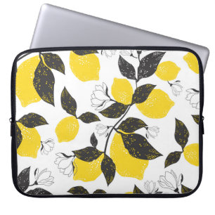 Citrus Lemons, Vintage Summer Seamless. Laptop Sleeve