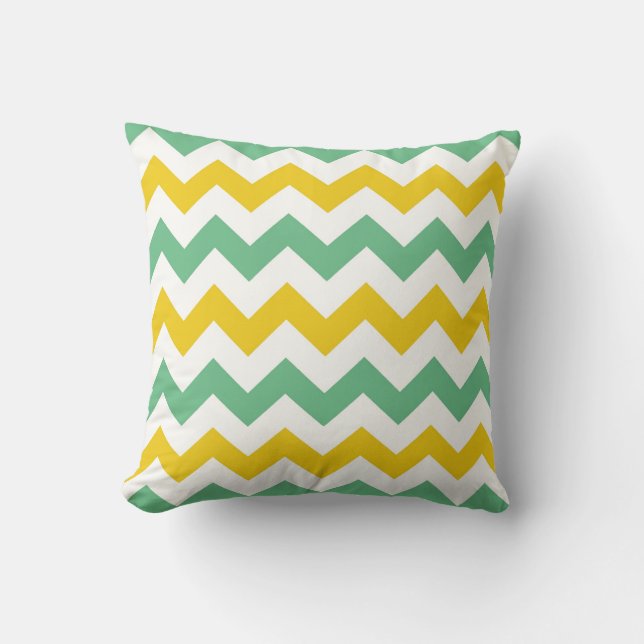Citrus Lime Chevron Zigzags Yellow Green Pillow (Front)