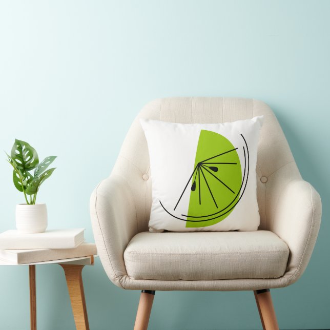 Citrus Lime green back square Throw Pillow (Chair)