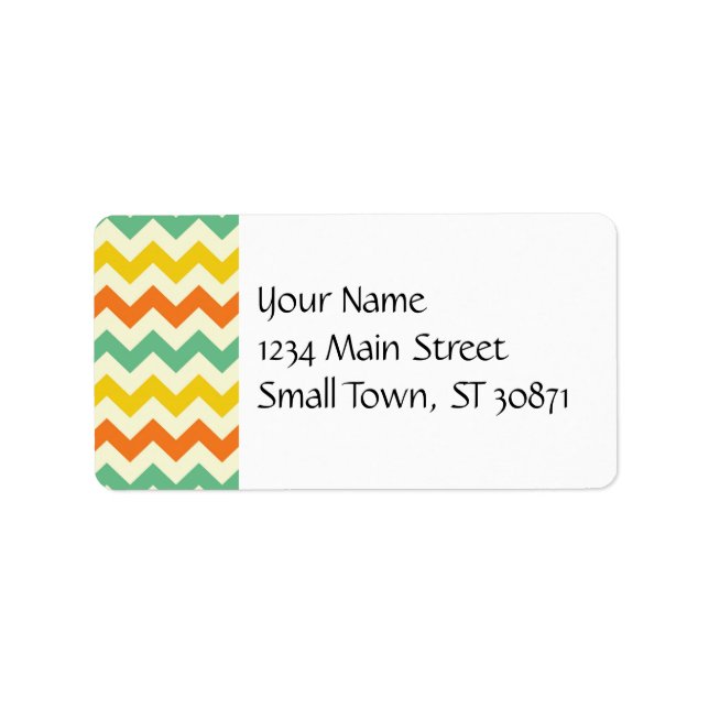 Citrus Lime Green Orange Yellow Chevron Zigzags Label (Front)