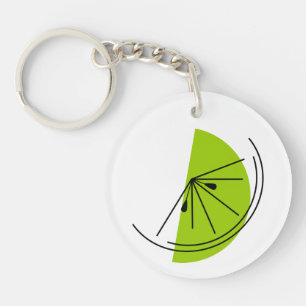Citrus Lime Monogram circle double-sided Keychain