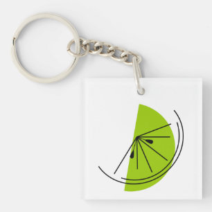 Citrus Lime Monogram square double-sided Keychain