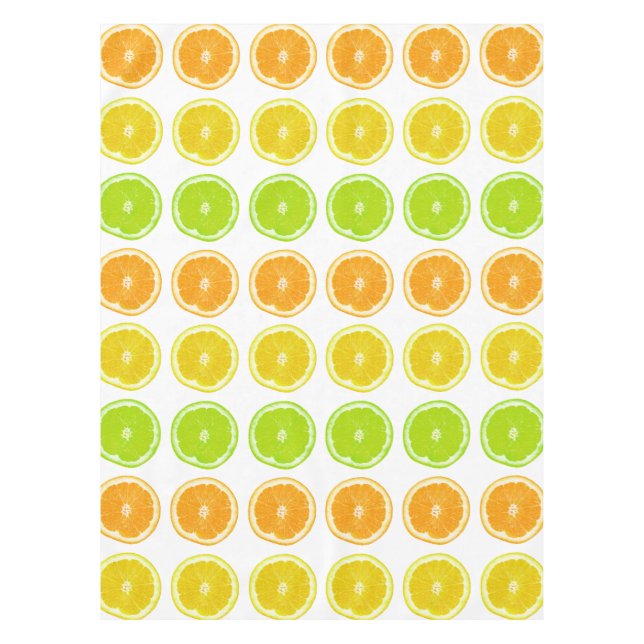 Citrus Lime, Orange, and Lemon Polka Dot Slices Tablecloth (Front)