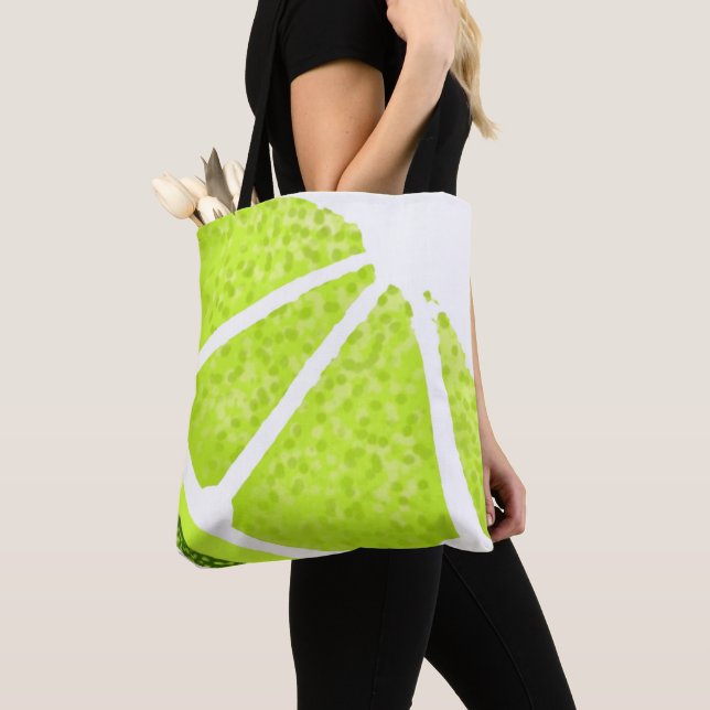 Citrus Lime Wedge Slice Tote Bag (Close Up)