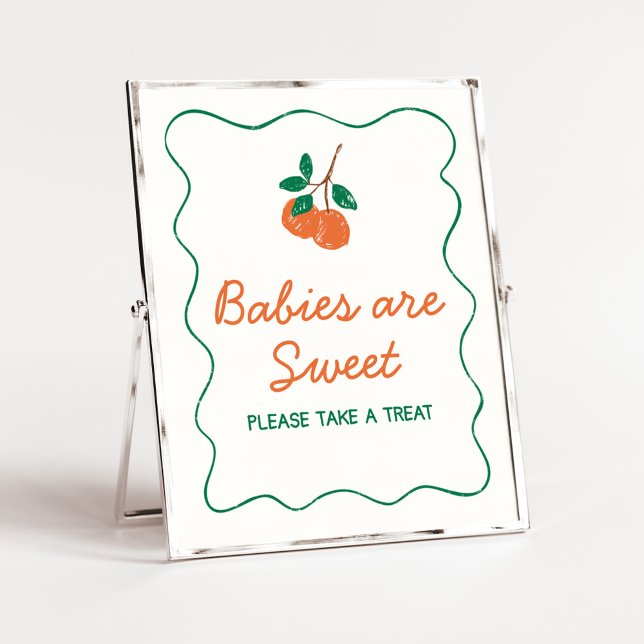 Citrus Little Cutie Modern Babies are Sweet Poster (Citrus Little Cutie Baby Shower Babies are Sweet Sign)