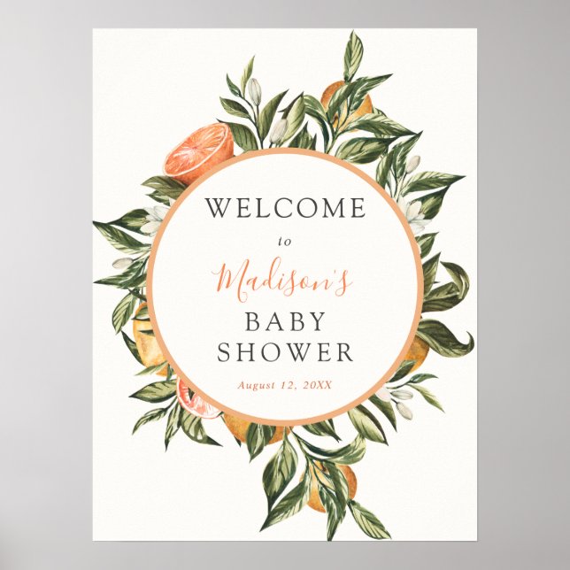 Citrus Main Squeeze Baby Shower Welcome Sign (Front)
