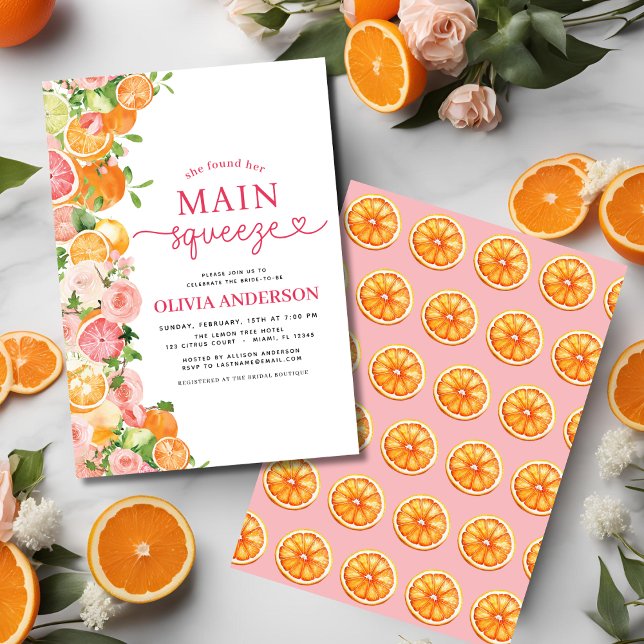 Citrus Main Squeeze Bridal Shower Orange Invitation (Creator Uploaded)