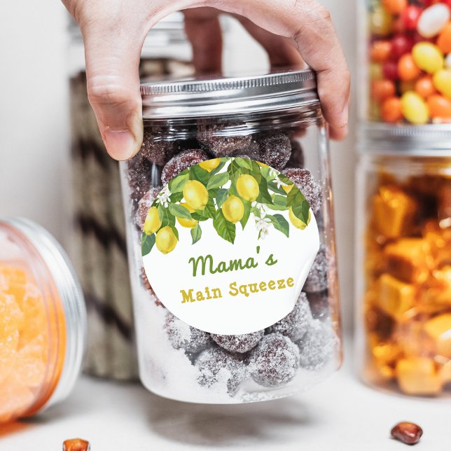 Citrus Main Squeeze Sweetie Lemon Baby Shower Classic Round Sticker (Creator Uploaded)