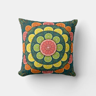 Citrus Mandala Medallion Throw Pillow