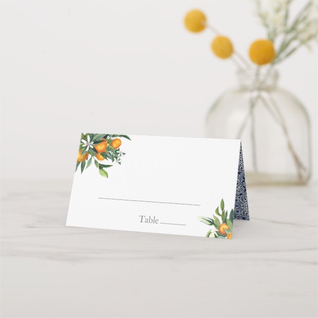 Citrus Mediterranean tiles Wedding Place card (Front)