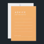 Citrus Minimalist Orange Wedding Advice Card<br><div class="desc">Introducing our Citrus Minimalist Orange Wedding Advice Card Design, where simplicity meets sophistication in a palette of bright citrus hues. With solid backgrounds in pink, orange, yellow, or green, and clean typographic fonts, this theme exudes contemporary elegance with a touch of retro charm. Designed to complement our Citrus Watercolor theme,...</div>