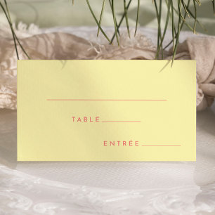 Citrus Minimalist Yellow Entree Choice Flat Place Card