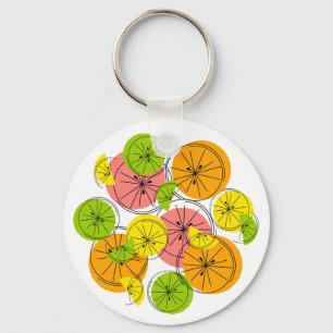 Citrus monogram back aluminium circle double-sided keychain