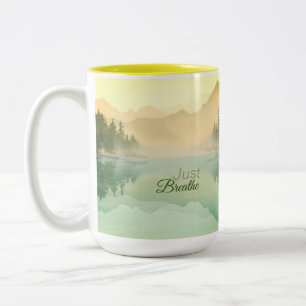 Citrus Mountains Forest Landscape Two-Tone Coffee Mug