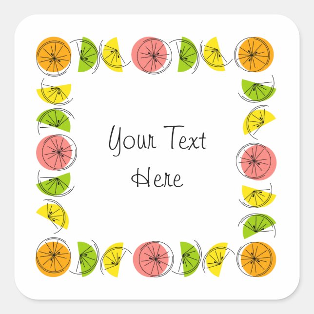 Citrus Multi Square Text sticker square (Front)