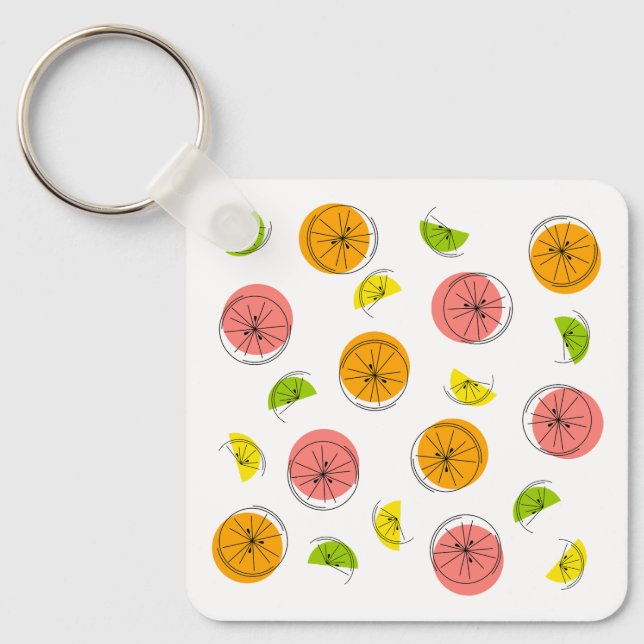 Citrus Multi Text back aluminium square  Keychain (Front)