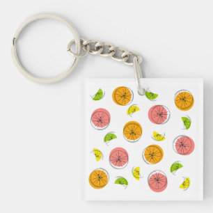 Citrus Multi text back square double-sided Keychain