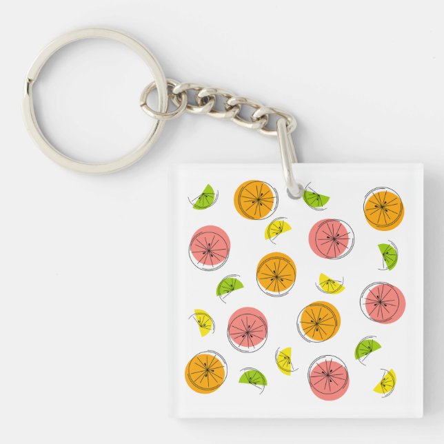 Citrus Multi text back square double-sided Keychain (Front)