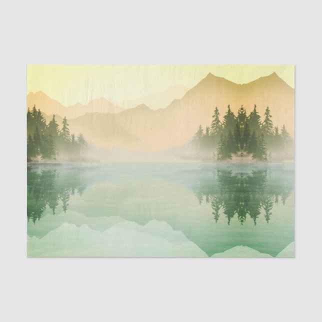 Citrus N Green Mountains Forest Landscape  Tissue Paper (Front)