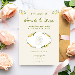 Citrus Olive Mediterranean Botanical Wedding Invitation