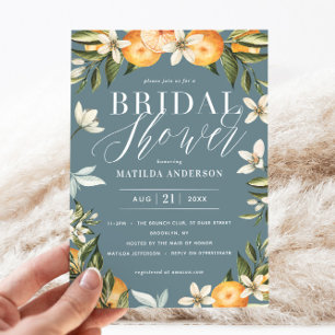 Citrus, orange + blossom bridal shower party