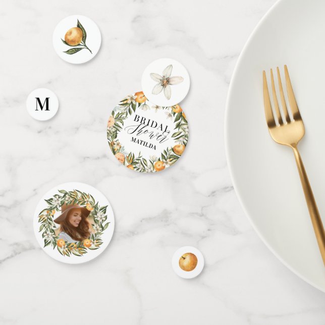 Citrus, orange blossom bridal shower party decor confetti (Group)