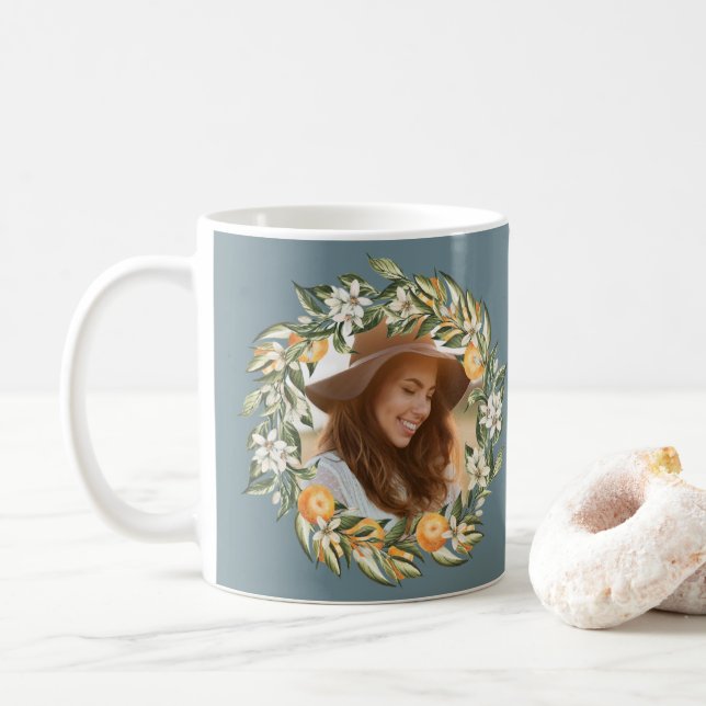 Citrus, orange blossom bridal shower party decor m coffee mug (With Donut)