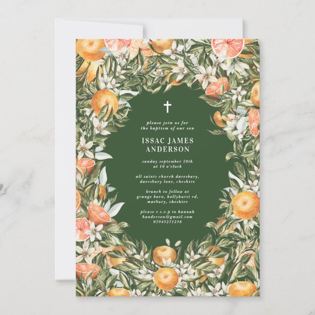 Citrus, orange + blossom christening baptism (Front)