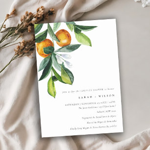 Citrus Orange Botanical Boho Couples Invitation de