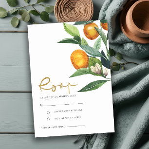 Citrus Orange Botanical Boho Wedding RSVP Enclosure Card