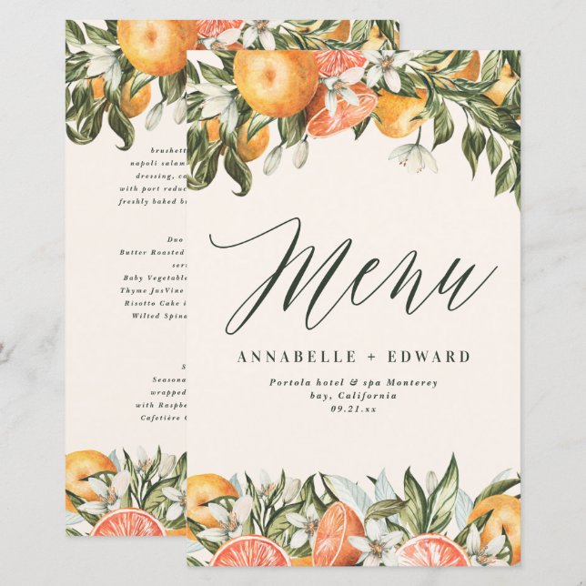 Citrus orange botanical modern rustic (Front/Back)