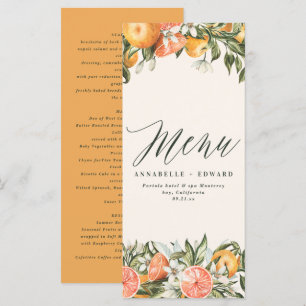 Citrus orange botanical modern rustic menu