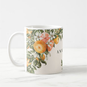 Citrus orange botanical modern rustic personalized coffee mug