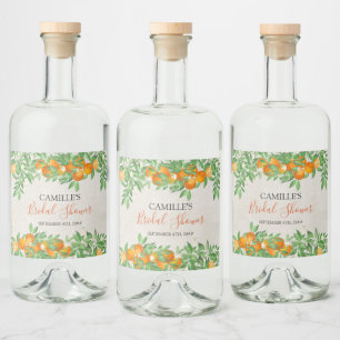 Citrus Orange Bridal Shower Personalized Liquor Bottle Label
