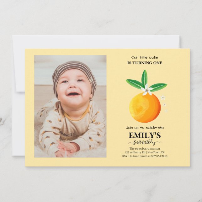 Citrus orange cutie turning one invitation (Front)
