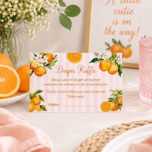 Citrus Orange Diaper Raffle Baby shower Enclosure Card