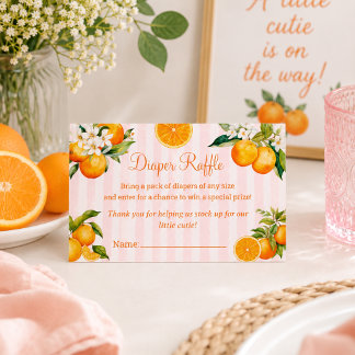 Citrus Orange Diaper Raffle Baby shower Enclosure Card