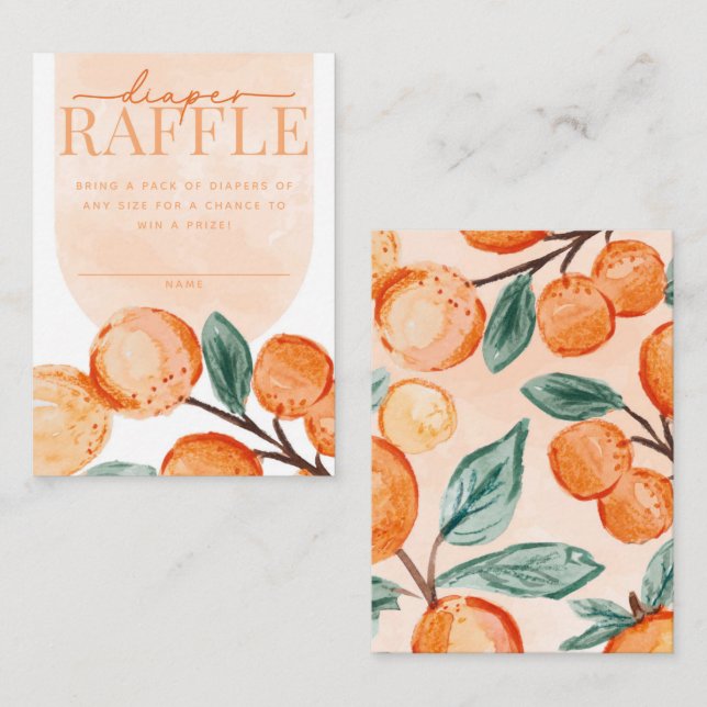 Citrus Orange Diaper Raffle Card Insert (Front/Back)