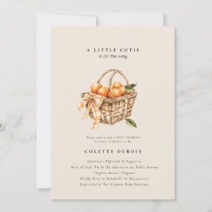 Citrus Orange Floral Little Cutie Baby Shower  Inv Invitation